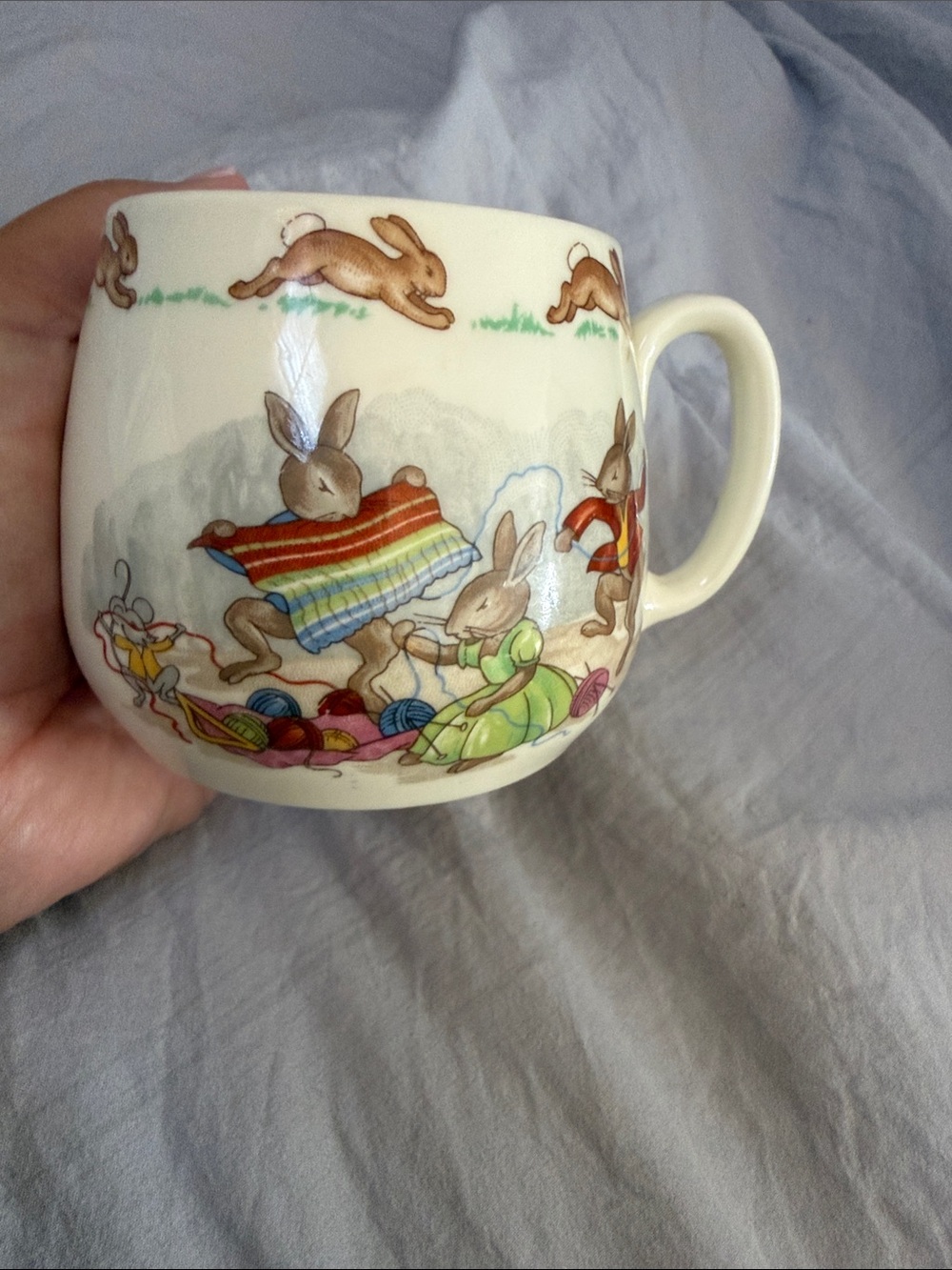 Vintage-Inspired Bunny Story Ceramic Mug Royal Doulton Bunnykins
